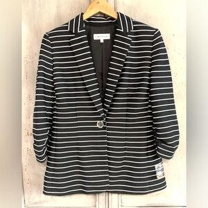NWOT Evan Picone Black White Pinstripe Blazer Sz 10